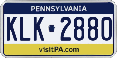 PA license plate KLK2880