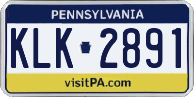 PA license plate KLK2891