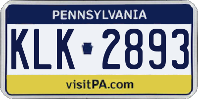 PA license plate KLK2893