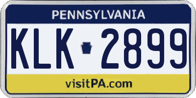 PA license plate KLK2899