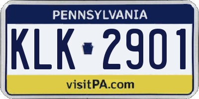PA license plate KLK2901