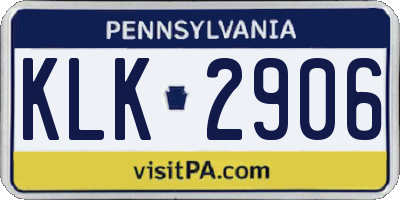 PA license plate KLK2906