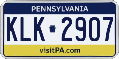 PA license plate KLK2907