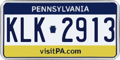 PA license plate KLK2913