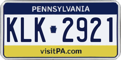 PA license plate KLK2921