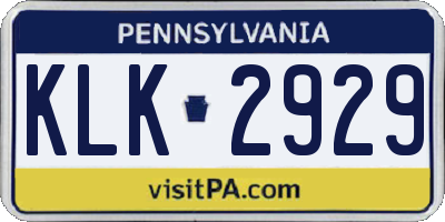 PA license plate KLK2929