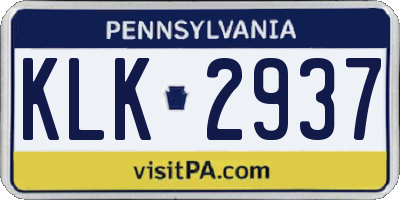 PA license plate KLK2937