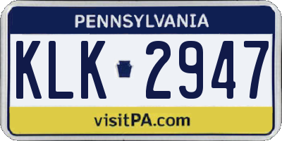 PA license plate KLK2947