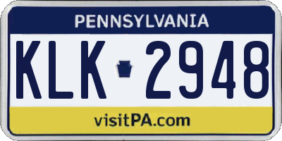 PA license plate KLK2948