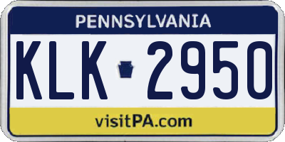 PA license plate KLK2950