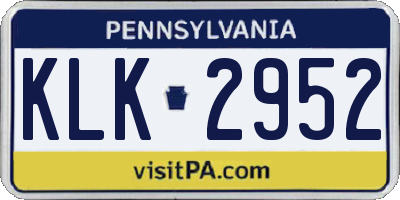 PA license plate KLK2952