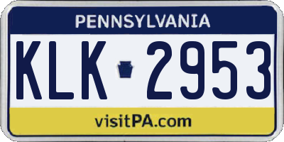 PA license plate KLK2953