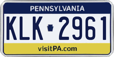 PA license plate KLK2961