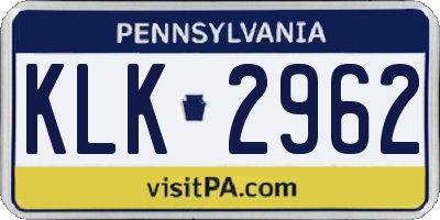 PA license plate KLK2962