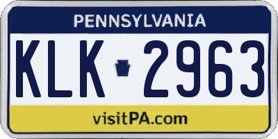 PA license plate KLK2963