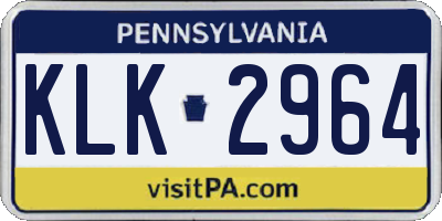 PA license plate KLK2964