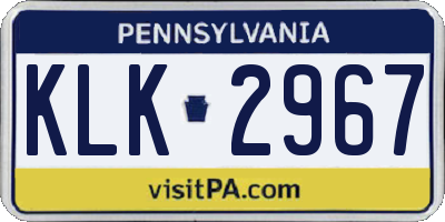 PA license plate KLK2967