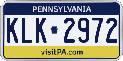 PA license plate KLK2972