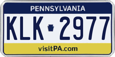 PA license plate KLK2977