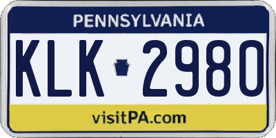 PA license plate KLK2980