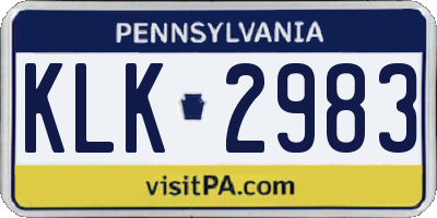 PA license plate KLK2983