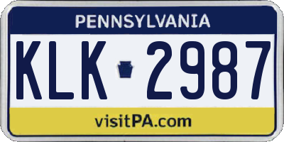 PA license plate KLK2987