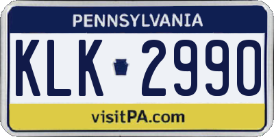 PA license plate KLK2990