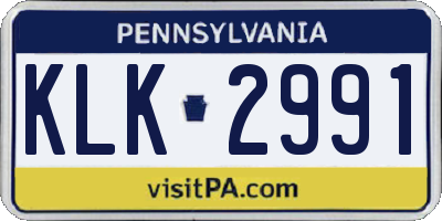PA license plate KLK2991