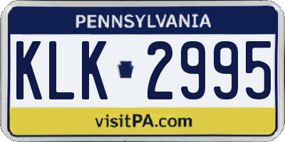 PA license plate KLK2995