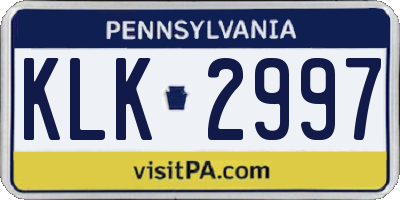 PA license plate KLK2997