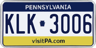 PA license plate KLK3006