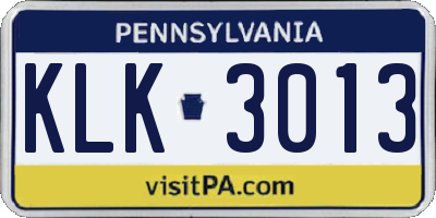 PA license plate KLK3013