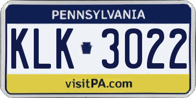 PA license plate KLK3022