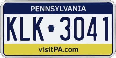 PA license plate KLK3041
