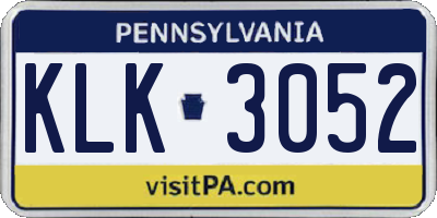 PA license plate KLK3052
