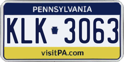 PA license plate KLK3063