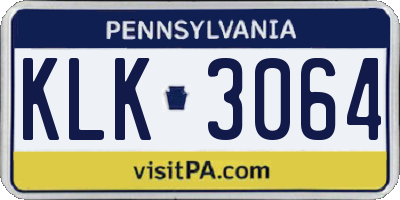 PA license plate KLK3064
