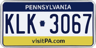 PA license plate KLK3067