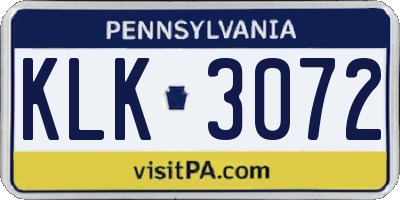 PA license plate KLK3072