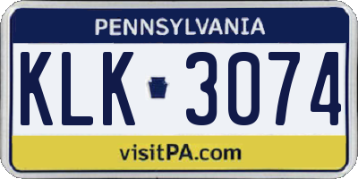 PA license plate KLK3074