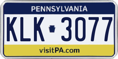 PA license plate KLK3077