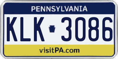 PA license plate KLK3086