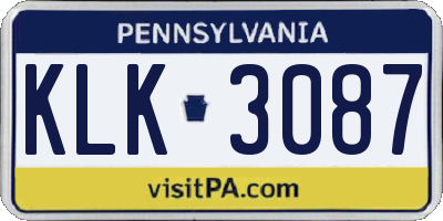 PA license plate KLK3087