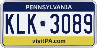 PA license plate KLK3089