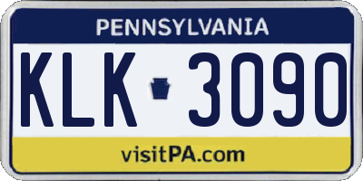PA license plate KLK3090