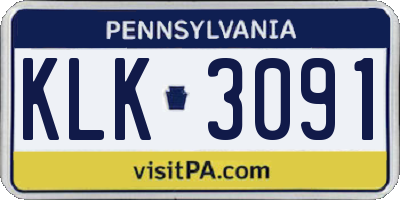 PA license plate KLK3091