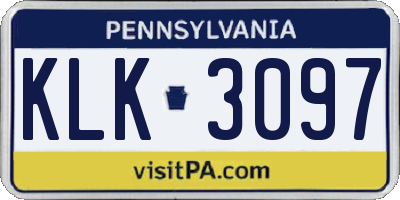 PA license plate KLK3097