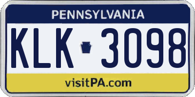 PA license plate KLK3098