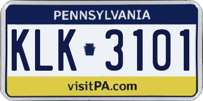 PA license plate KLK3101