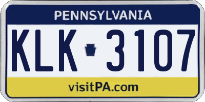 PA license plate KLK3107